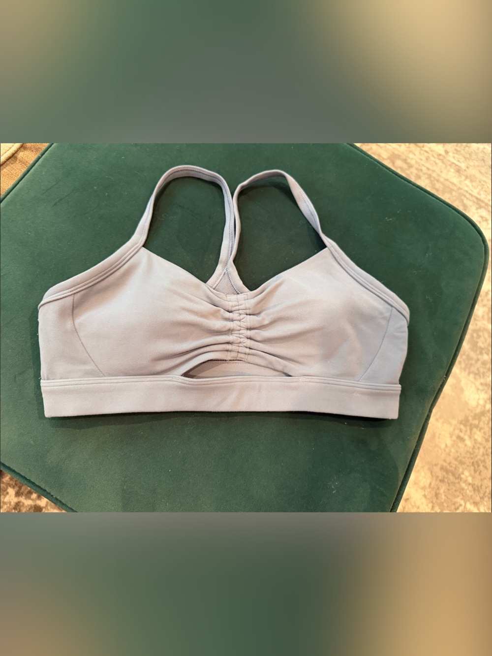 Athleta Light Gray/Blue Sports Bra